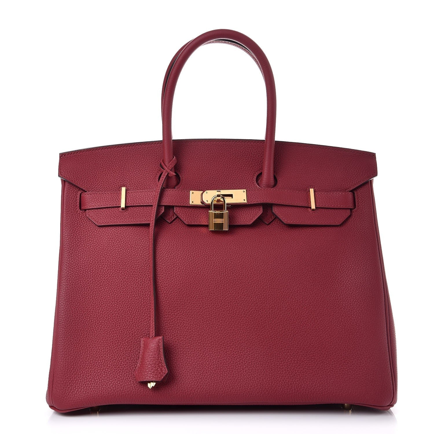 Bordowa Trapezowa Torebka z Złotym Centralnym Zapięciem i Dołączonym Zamkiem